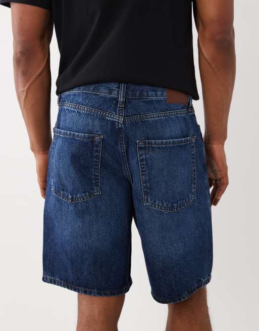 Mango relaxed fit denim shorts in mid blue, 4 of 5