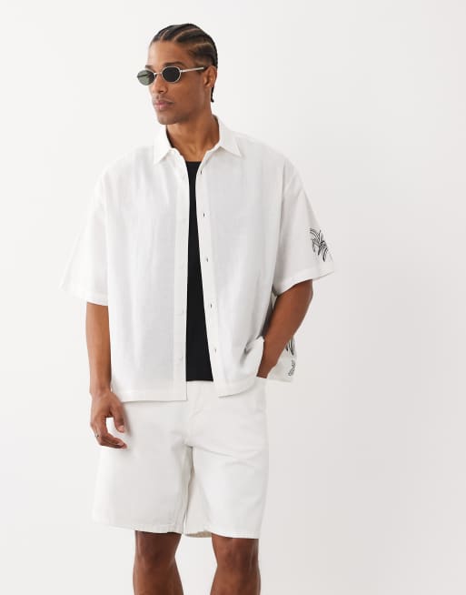 Mango relaxed fit denim shorts in white, 2 of 5