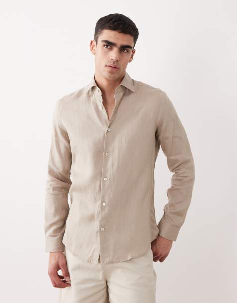 Mango – Relaxed-Fit-Hemd aus 100% Leinen in Beige - view 1