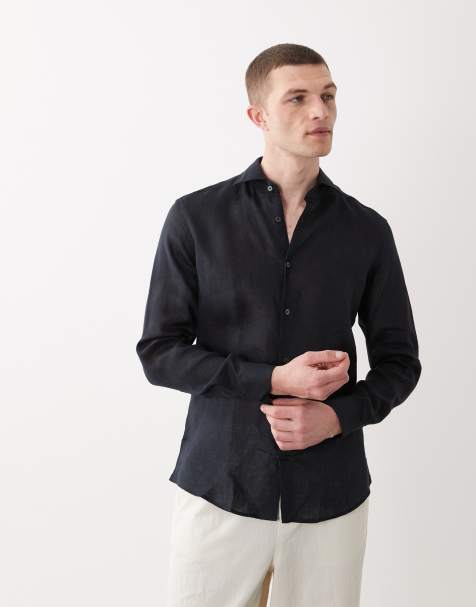 Mango – Relaxed-Fit-Hemd aus 100% Leinen in Marineblau - view 1