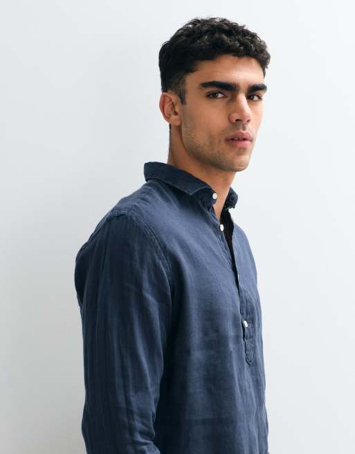 Mango – Relaxed-Fit-Hemd aus 100% Leinen in Mittelblau, 5 von 5