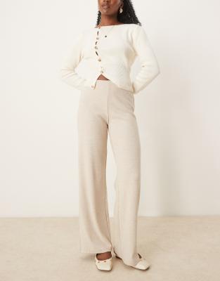 relaxed fit jersey pants in light beige - part of a set-Neutral