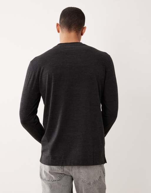 Mango relaxed fit marled long sleeve t-shirt in charcoal, 3 of 5