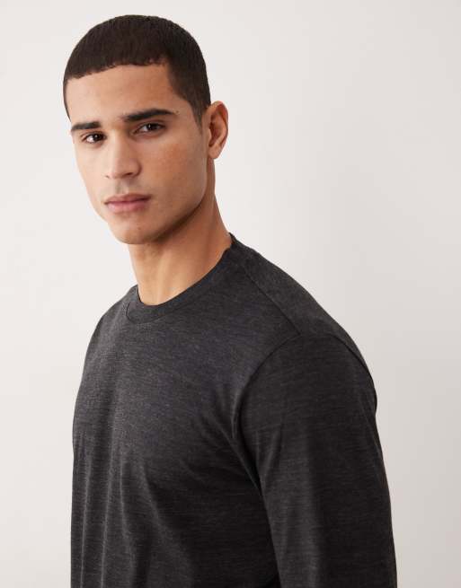 Mango relaxed fit marled long sleeve t-shirt in charcoal, 4 of 5