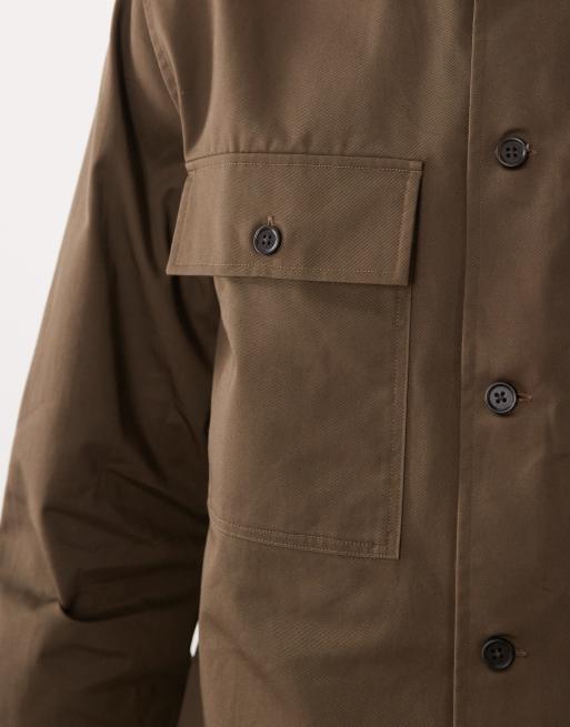 Mango relaxed fit over shirt in brown, 3 of 5