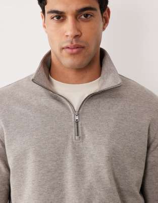 Mango Relaxed Fit Quarter Zip Sweatshirt In Gray