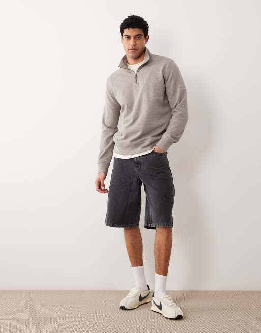 Mango relaxed fit quarter zip sweatshirt in tan, 2 of 5