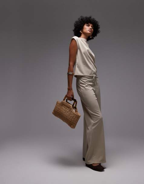 Mango – Relaxed-Fit-Set aus Polyamid in Hellbeige - view 1