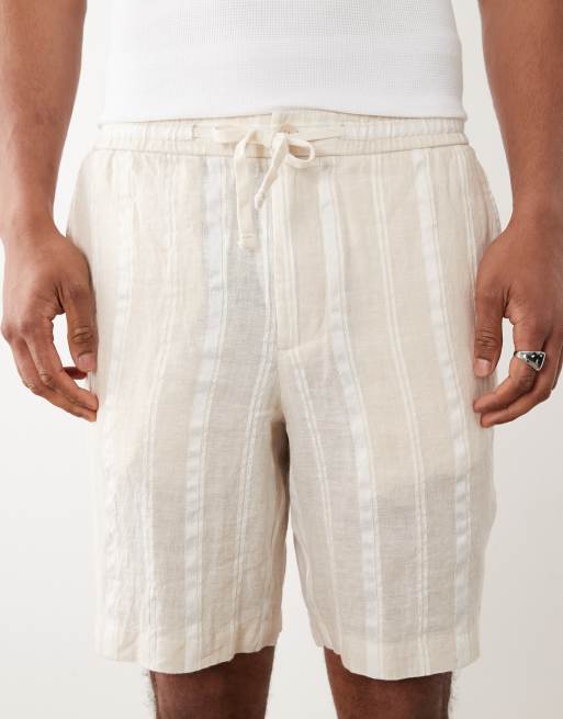 Mango – Relaxed-Fit-Shorts aus Baumwollmix in Ecru mit Streifen, 5 von 5