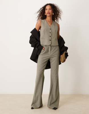 Mango relaxed fit straight leg trouser and waistcoat co ord in beige 