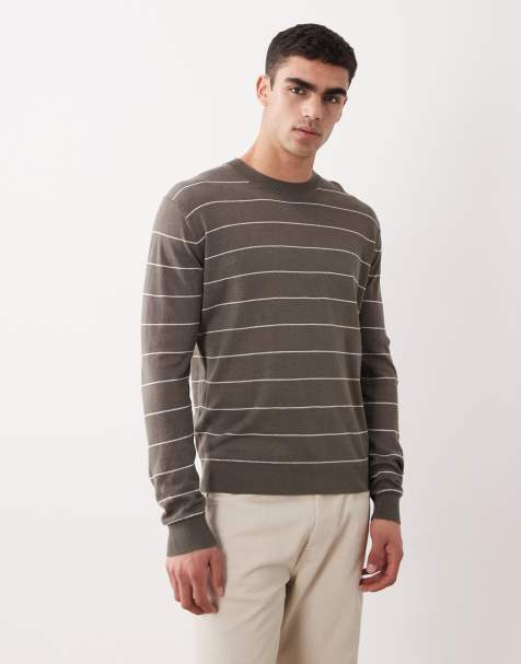 Mango relaxed fit striped knitted  jumper in brown
