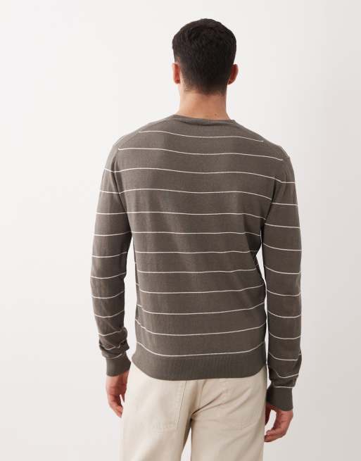 Mango relaxed fit striped knitted  jumper in brown, 4 of 5