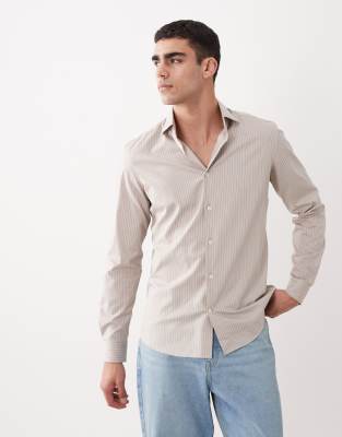 Mango Relaxed Fit Striped Shirt In Neutral