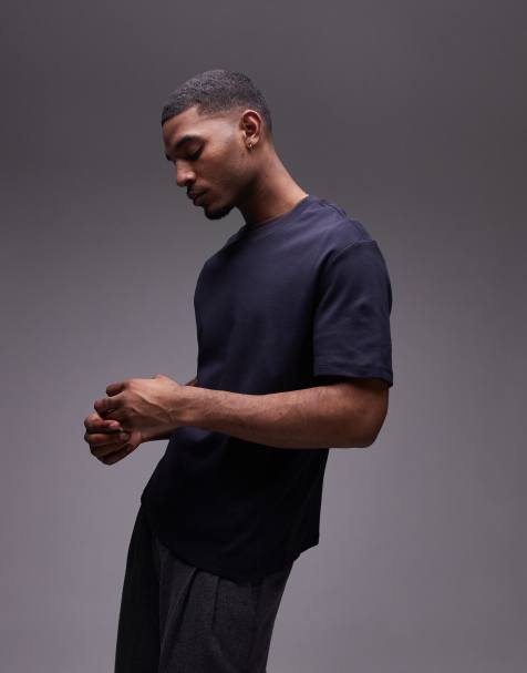 Mango relaxed fit t-shirt in navy - view 1