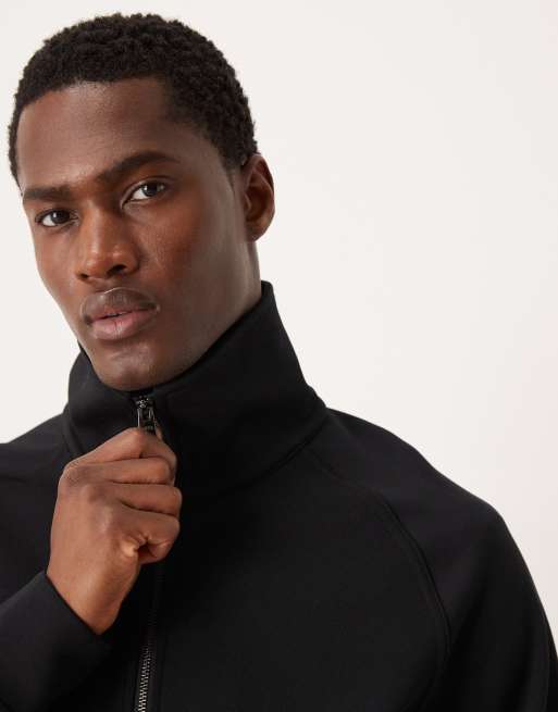 Mango relaxed fit zip through sweatshirt in black, 5 of 5