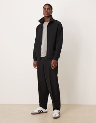 Mango Relaxed Fit Zip Up Sweatshirt In Black