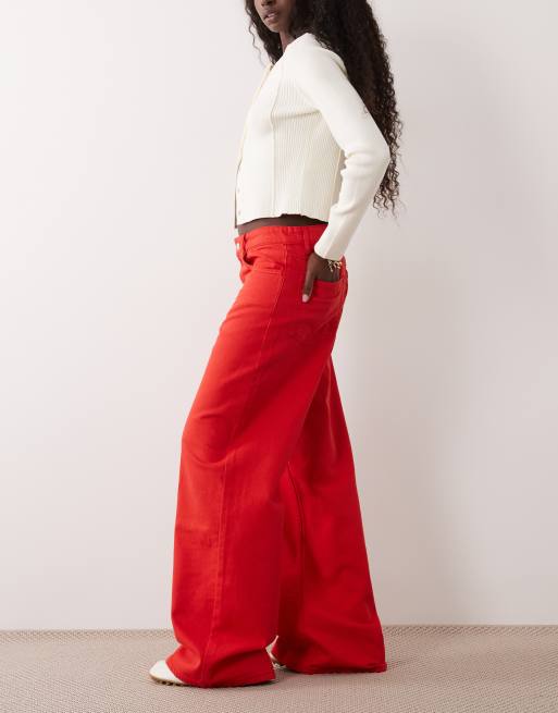 Mango relaxed jeans in red, 3 of 5