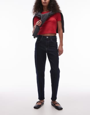 Mango relaxed mom jeans in dark blue