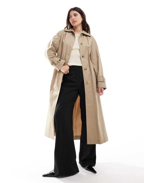 Mango relaxed oversized trench coat in brown - view 1