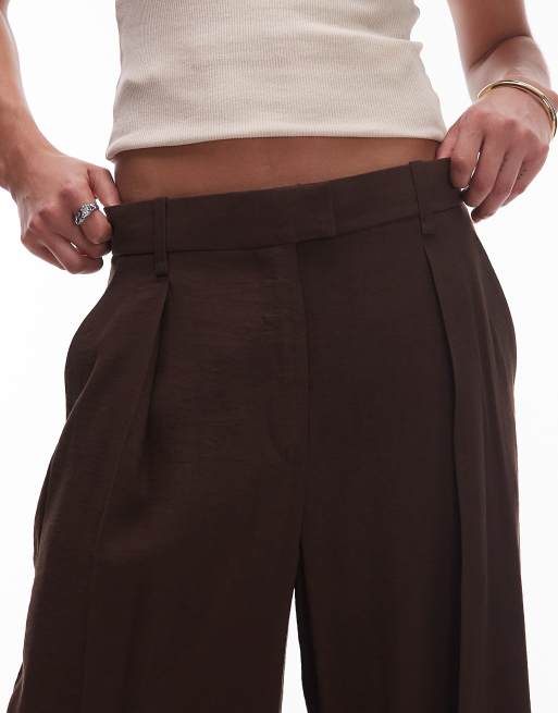 Mango relaxed pintuck tailored trousers in chocolate, 5 of 5