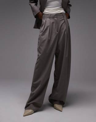 Mango Relaxed Straight Fit Tailored Pants In Brown