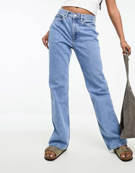 Mango Relaxed Straight Leg Jean in Blue