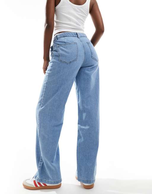Mango relaxed straight leg jeans in light blue, 5 of 5