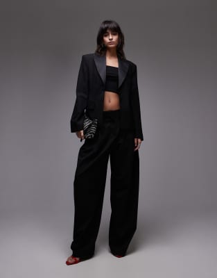 Mango Relaxed Suit Pants In Black - Part Of A Set