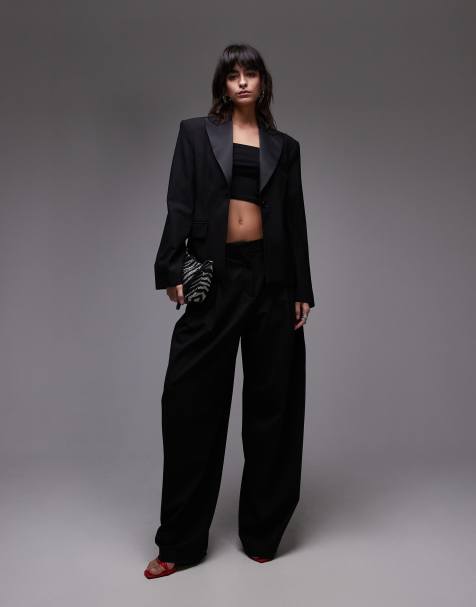 Mango relaxed suit trouser co-ord in black