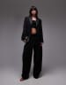 ASOS DESIGN knitted crew neck waistcoat with front split in black