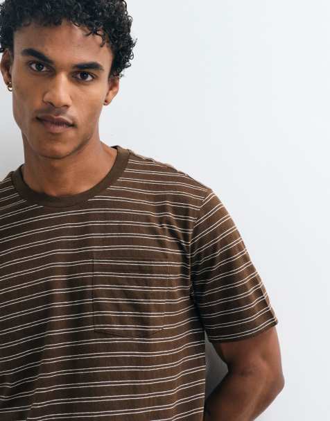 Mango relaxed t-shirt in brown stripe - view 1