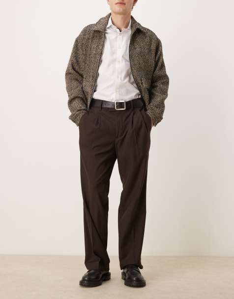 Mango relaxed tailored pants in brown - view 1