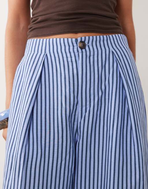 Mango relaxed trouser in blue stripe, 3 of 5