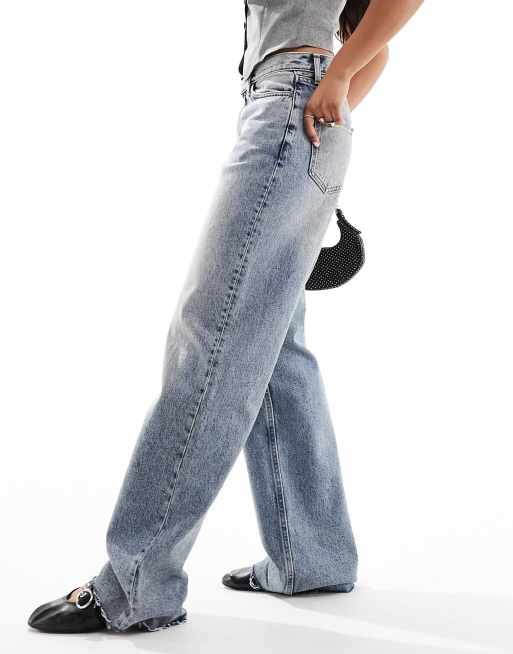 Mango relaxed wide leg jean in vintage light wash blue ASOS
