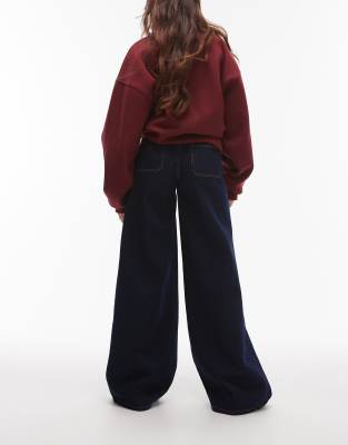 Mango Relaxed Wide Leg Jeans In Blue