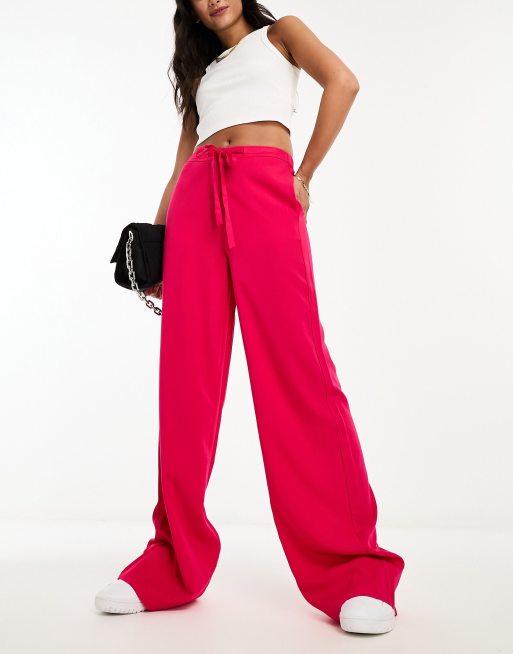 Mango Tempo Straight Leg Trousers, Bright Pink, S