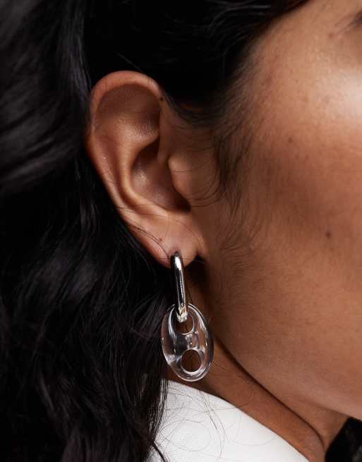 Mango resin link earrings in silver ASOS