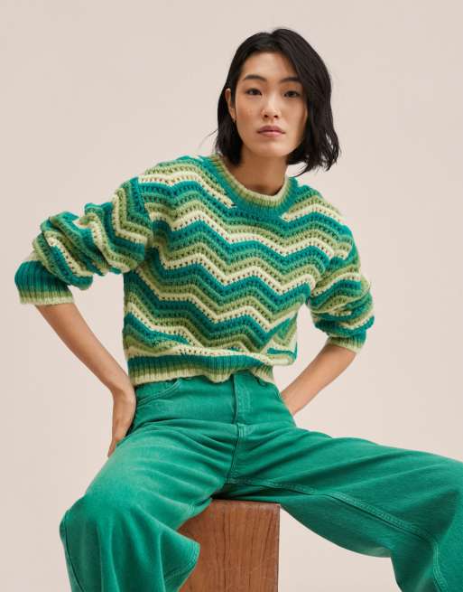 Mango shop green jumper