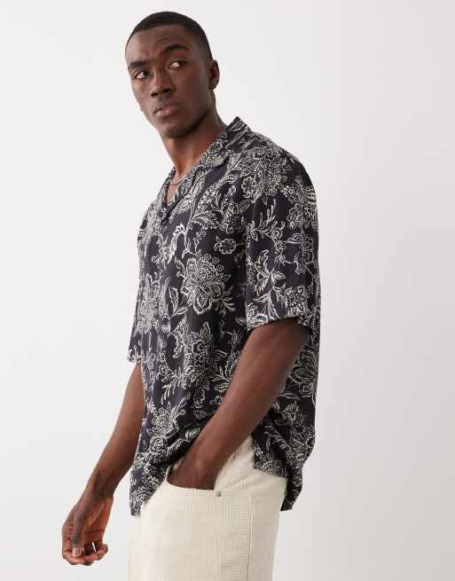 Mango retro paisly print shirt co-ord in black, 4 of 5