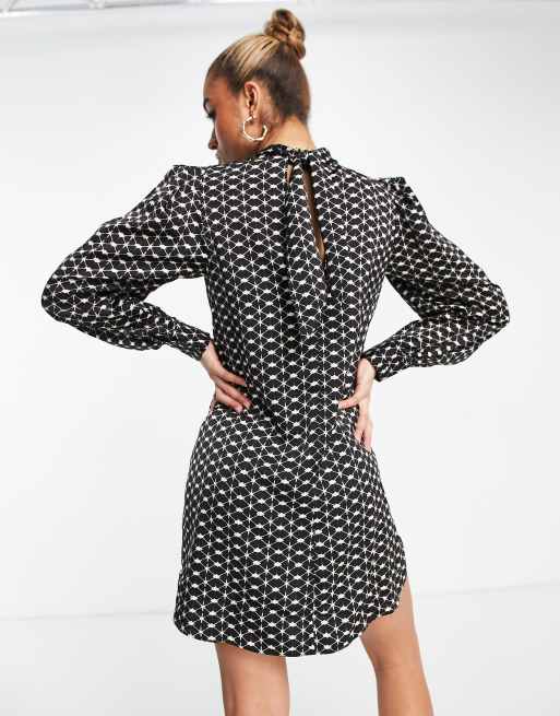 Mango retro print a-line dress in black | ASOS