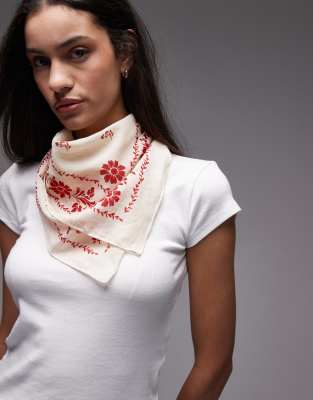 Mango Retro Printed Square Scarf In Neutral