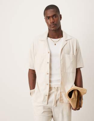 Mango Revere Collar Textured Shirt In Neutral