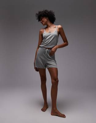 Mango Rib Pajama Short In Gray