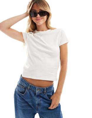 Mango Ribbed Baby Tee In White