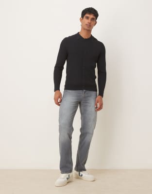 Mango Ribbed Cardigan In Blue