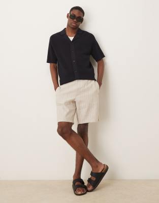 Mango Ribbed Light Knit Relaxed Fit Shirt In Black