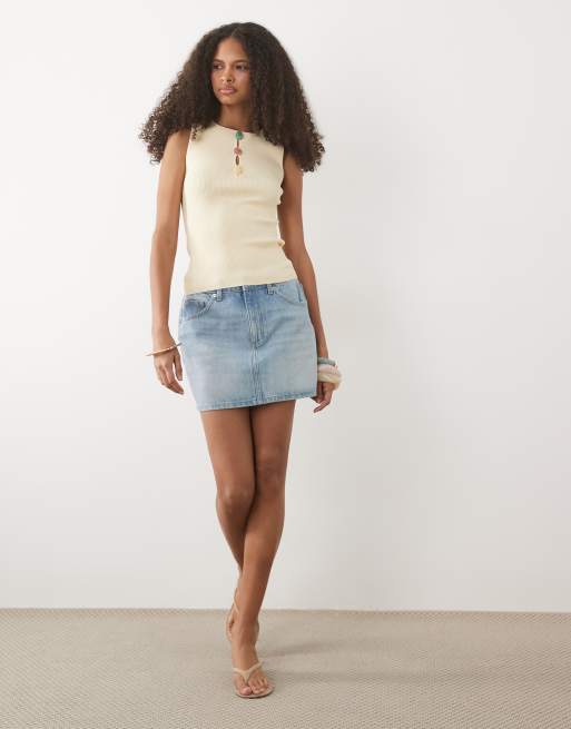 Mango ribbed sleevless top in butter yellow, 2 of 4