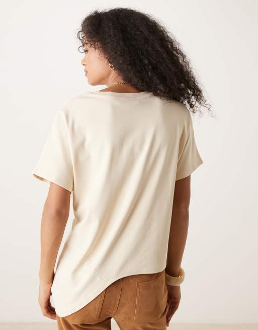 Mango ribbed tie waist T-shirt in yellow, 3 of 4