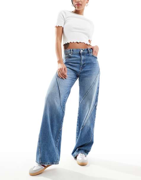 Mango - Ridge - Blå dad-jeans med lige ben - view 1
