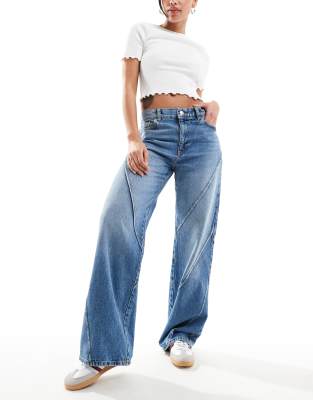 Mango ridge edge straight leg jeans in blue